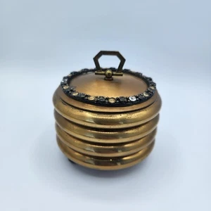 Vintage Four Tier Stacking Hollywood Regency Ashtray Set Gold Tone Metal MCM - Picture 1 of 11