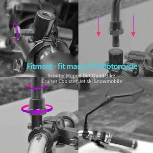 For Polaris Indy SPA Snowmobile Rearview Side Mirror 7/8" Handlebar Mount Clamps - Picture 1 of 9