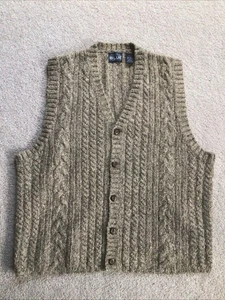 Vintage Original Structure Blue Workwear Men’s S Silk Wool Cable Knit Vest Gray - Picture 1 of 5