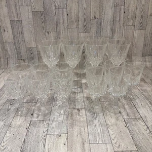 19 Pc Crystal Cut Clear Wine Glasses Goblets Stemware Vintage Diamond Pattern - Picture 1 of 12