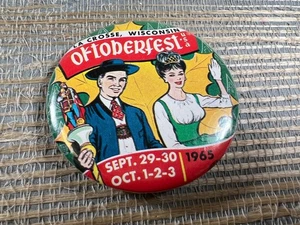 Vintage 1965 Oktoberfest 2.25 inch Pinback Button Pin La Crosse Wisconsin WI - Picture 1 of 2