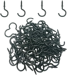100 Pezzi Ganci da Soffitto da 1 Pollice, Ganci a Tazza Avvitabili in Metallo Zincato Nero - Foto 1 di 4
