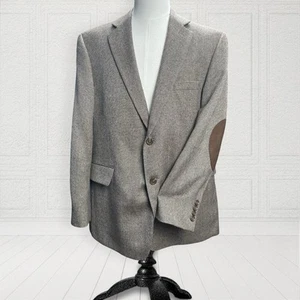 Stafford Wool Blazer Men 44R Classic Fit Elbow Patch Birdseye Sport Coat Jacket - Picture 1 of 20