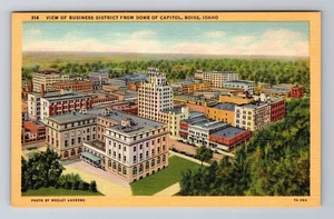 Boise ID - Idaho, Luftaufnahme des Geschäftsviertels von der Kuppel, antike alte Postkarte - Bild 1 von 2