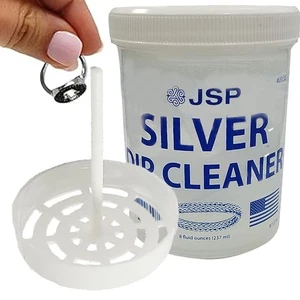 Sterling Silver Dip Cleaner Tarnish Remover 925 Jewelry Cleaning Solution 8oz - Picture 1 of 11