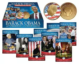 Lote de 2 BARACK OBAMA Juego Completo de 44 Tarjetas más Moneda Enchapada en Oro 24K NUEVO Sellado - Imagen 1 de 3