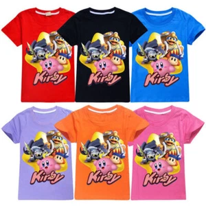 T-shirt bambino ragazzo ragazza Kirby estiva casual maniche corte 100% cotone top UK - Foto 1 di 20