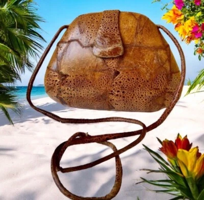 Bolso de Mano Vintage Estuche Rígido Marrón Retazos Cuero Bandolera Monedero Defectos Foto 1 de 4