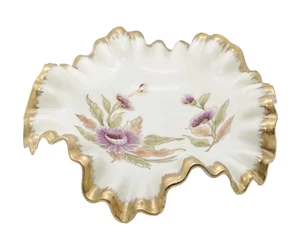 Plato de caramelo con estampado floral con volantes 6651 flechas cruzadas adorno dorado hecho en Alemania Kalk - Imagen 1 de 4