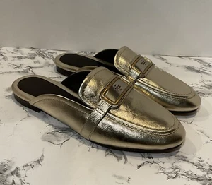 Tory Burch Women’s GEORGIA BACKLESS LOAFER Gold Metallic Leather Size 10 NWB - Picture 1 of 12