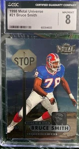 1998 METAL UNIVERSE 21 BRUCE SMITH CGC 8 NM-MT BILLS HOF - Picture 1 of 2