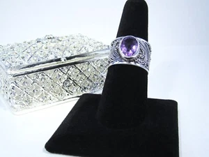 Sarda Sterling Silver & Amethyst Kindness Shines Wide Band Ring Size 7.5 - Picture 1 of 10