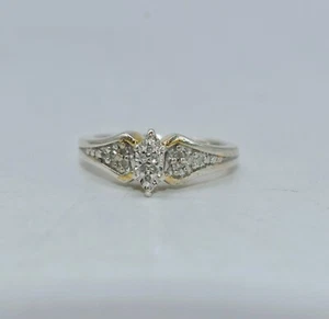 1/10 CT TW White Diamond Sterling Silver Engagement/Promise Ring Size 7 - Picture 1 of 20