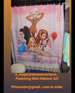 Glen Hanson Valley Of The Dolls Shower Curtain 60's Pills Booze Sparkle Neely - Picture 1 of 5
