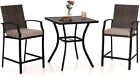Patio Bistro Set Of 3 Outdoor Bar Height Chairs With Cushion Metal Bar Table
