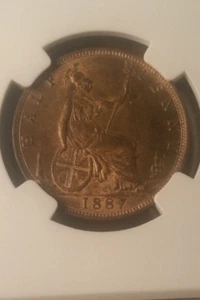 1887 Britain 1/2 Penny NGC MS 65 - Picture 1 of 2