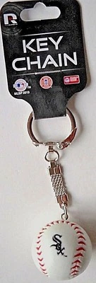 CHICAGO WHITE SOX BASEBALL KEY CHAIN WITH "STITCHES" AND "DESCENDING" SOX LOGO - Image 1 of 2