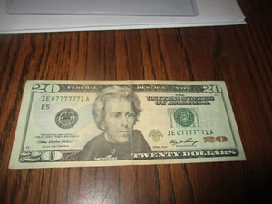 2006 $20 US LEGAL TENDER FANCY SERIAL NUMBER 07777771 SIX LUCKY SEVENS - Picture 1 of 2