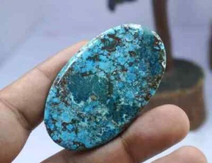 AAA 136 Kt Natürliches Schwarzes Spinnennetz Blau Türkis Unbehandelt Ovalschliff Edelstein - Bild 1 von 5