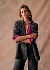 Sezane Michele 100% Wool Blazer Jacket In Dark Grey Size 36 / Uk 8 *Rrp £175