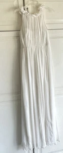 Hitherto Anthropologie Womens Size 2 Ivory Silk Ruffled Long Formal Dress Gown - Imagen 1 de 17