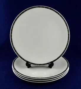 DENBY Betty Jackson Black Debenhams x4 Dinner Plates Stripe White - 11-1/2" - Picture 1 of 2