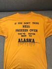 Vintage Alaska hell freezes over T Shirt, 50/50 combed, Hanes, L Distressed