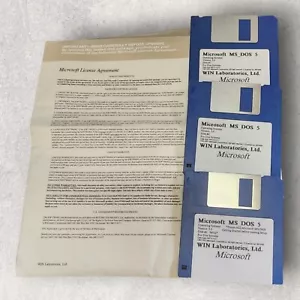 Microsoft MS-DOS Version 5.0 WIN Labratories COMPLETE System Disk & Users Guide - Picture 1 of 7