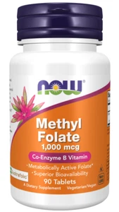 Now Foods, Methyl Folate 1,000 mcg 90 Tablets Co-Enzyme B 01/26EXP - Picture 1 of 1