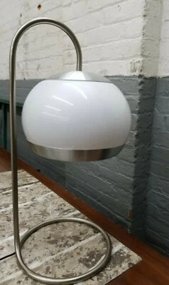 Lámpara de mesa ITALIANA de mediados de siglo moderna arte cromado vidrio EDAD ESPACIAL Foto 1 de 4
