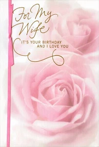 Romantic & Loving BIRTHDAY Card FOR WIFE, Pink Roses by American Greetings +✉ - Picture 1 of 6