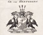 Hertzberg Wappen coat of armes Genealogie Heraldik heraldry Kupferstich 1820