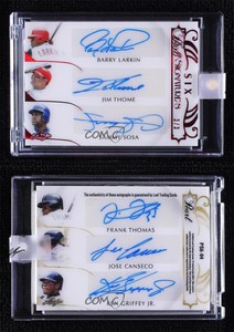 2018-19 Leaf Pearl Red Spectrum Holofoil /3 Frank Thomas Barry Larkin Auto HOF