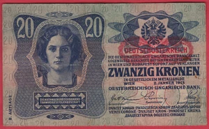 R* AUSTRIA HUNGARY 20 KRONEN 1919 VF DETAILS #O238 - Picture 1 of 2