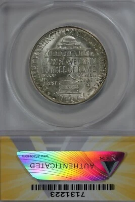 1946-D  .50   ANACS  MS 65 BOOKER T WASHINGTON    Classic Silver Commemorative   - Image 1 of 2