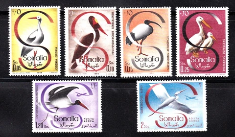 SOMALIA #230-233, C61-C62 MNH COMPLETE SET OF BIRDS Cover