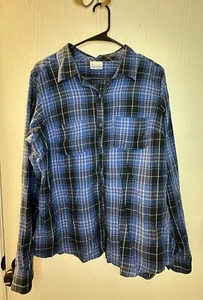 Columbia Long Sleeve Blue Plaid Flannel Button Down Shirt Soft Women’s Large - Picture 1 of 8