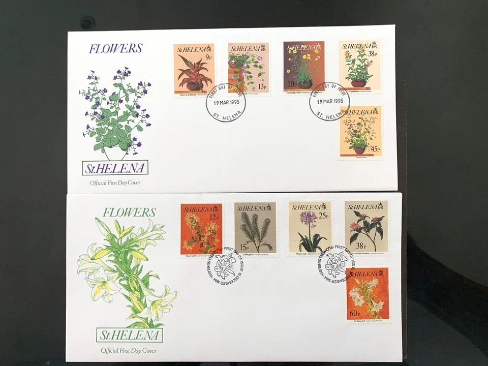 ST HELENA 1993 & 1994 FLOWERS I & II 5v FIRST DAY COVERS x 2 cv £15+ - Image 1 of 1
