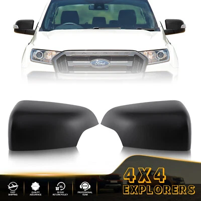 Pair Door Wing Mirror Cover Caps Matte Black for Ford Ranger 2012-2022 Wildtrak - Image 1 of 4