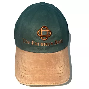 The Farmers Bank Mütze Kappe Riemen hinten Logo grün Denim braun Leder bestickt - Bild 1 von 10