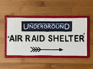 London Underground Air Raid Shelter Sign 30cm Aluminium Plaque Repro WW2 Blitz - Picture 1 of 3
