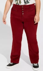 Pantalones de mezclilla Torrid Slim Boot tiro alto pana, rojo ruibarbo - para mujer talla 28R” - Imagen 1 de 13