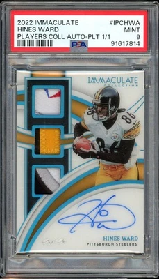 2022 Immaculate Hines Ward Patch Auto 1/1 Players Collection Auto Steelers PSA 9 - Image 1 of 2