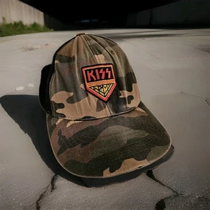 Vtg 90s Kiss Army Rock Hat Cap Fitted Army Camouflage Camo One Sz Patch Concert - Picture 1 of 10