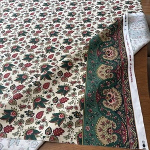 Waverly Toulouse Floral Leaf Cotton Screen Print Upholstery Fabric 1 2/3 Yd x 53 - Picture 1 of 10