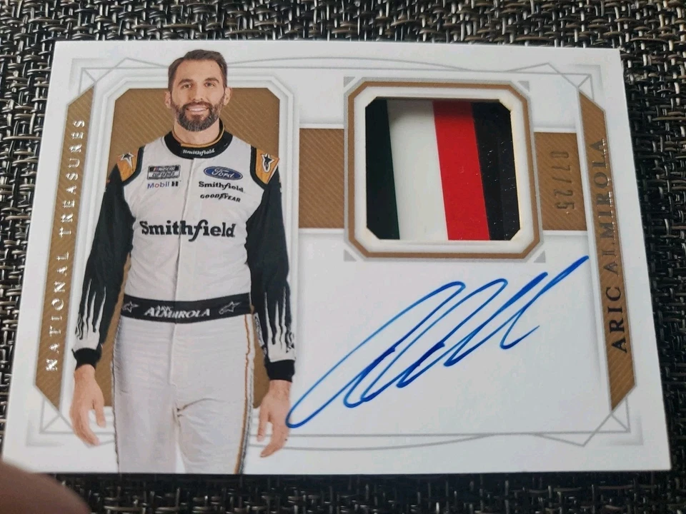 Aric Almirola 2020 AUTO National Treasures RACE USED Sheet Metal Signatures /25 - Image 1 of 2