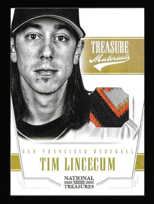 Tim Lincecum 2012 Panini National Treasures Prime Logo Patch Gold #1/5 Giants SP - Image 1 of 2