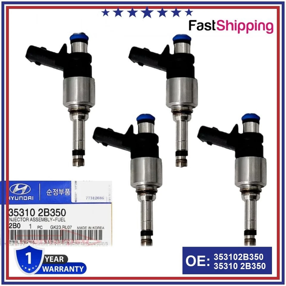 4X Inyector de combustible 35310-2B350 para Hyundai Elantra 2016-2020 2018-2020 Elantra GT Foto 1 de 1