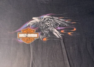 Harley Davidson Mens Black Graphic T-Shirt Flame Eagle Logo XL - Picture 1 of 8