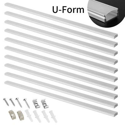 5m/10m LED Profil Aluprofil Alu Schiene Leiste Profile für LED-Streifen Eloxiert - Bild 1 von 4